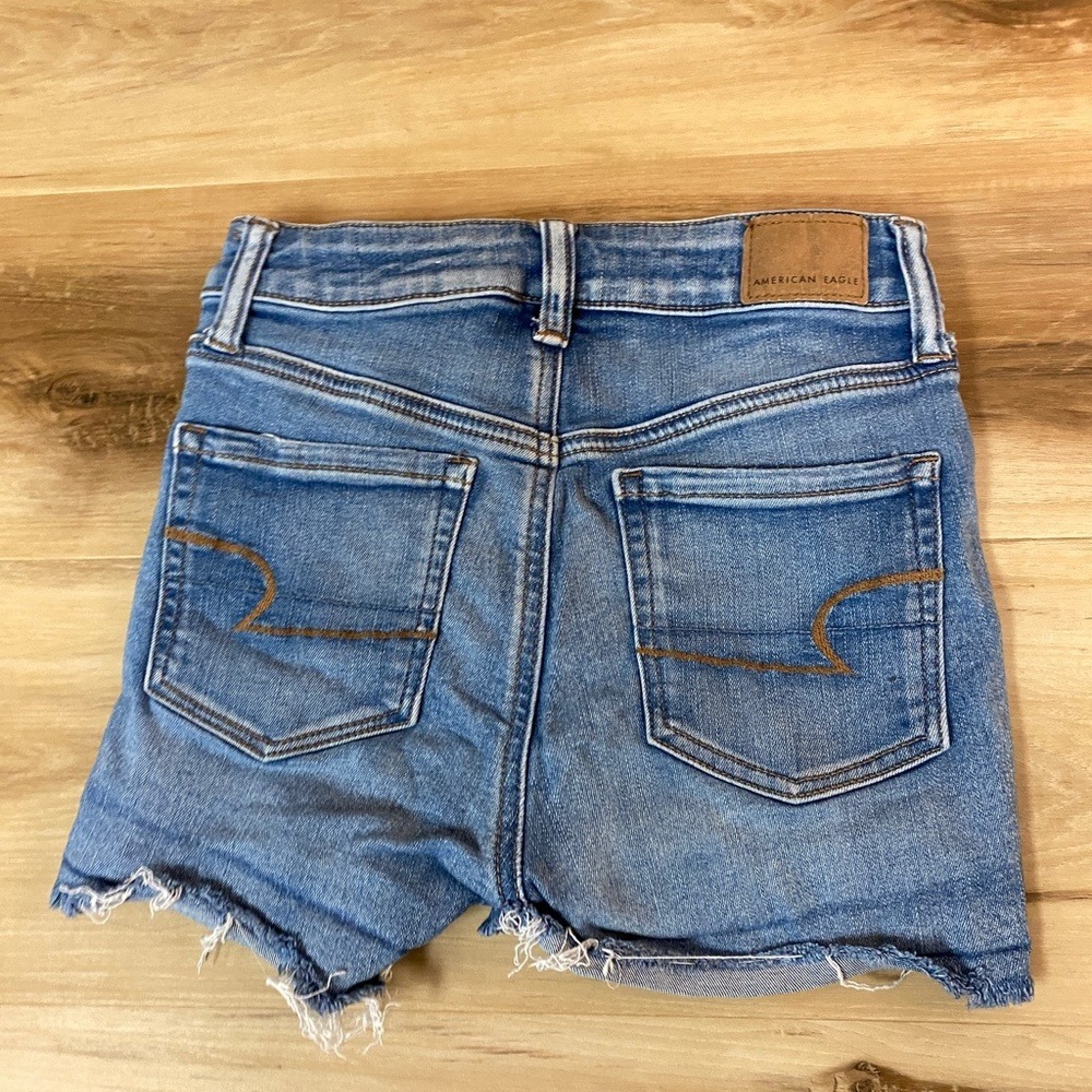 American Eagle AE High Rise Shortie Denim Jean Shorts Size 00 Lot of 3 Pair - Picture 11 of 12